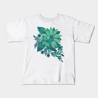 Teal watercolor sunflower Kids T-Shirt